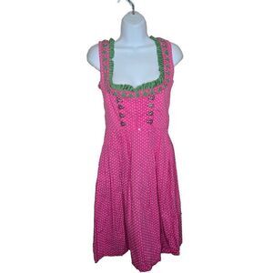 Vintage Almenrausch Size 34 (6) German Dirndl Dress Trachten Haus Pink